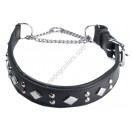 Adjustable PADDED Half check Leather Dog Collar 